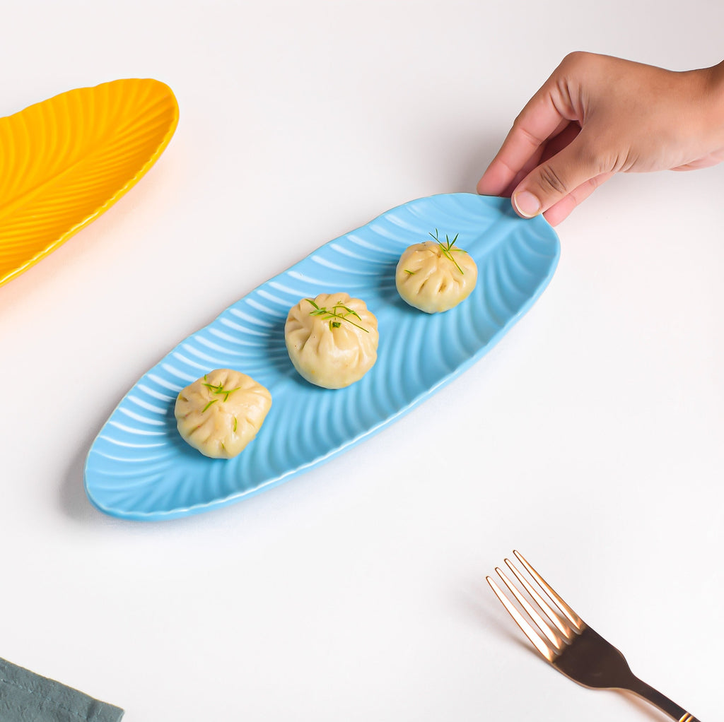 Blue Muffin Leaf Platter