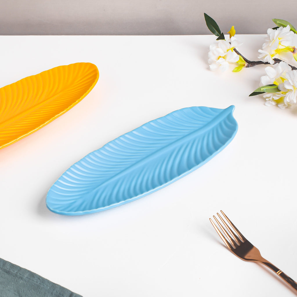 Blue Muffin Leaf Platter