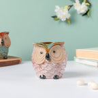 Colossal White Ceramic Owl Planter With Wooden Coaster