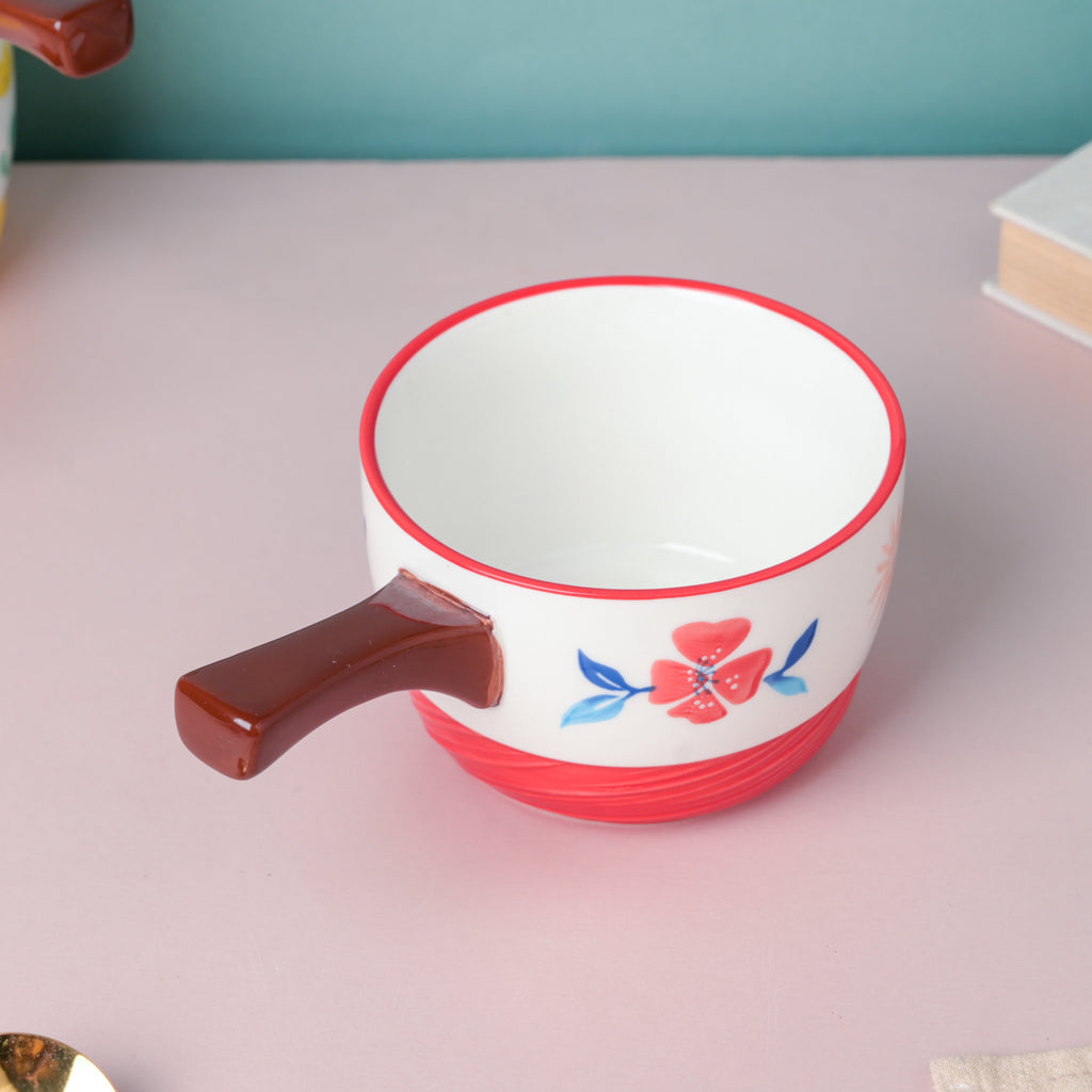 Bloom Red Ceramic Pot With Handle
