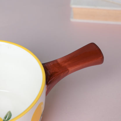Bloom Yellow Ceramic Pot With Handle