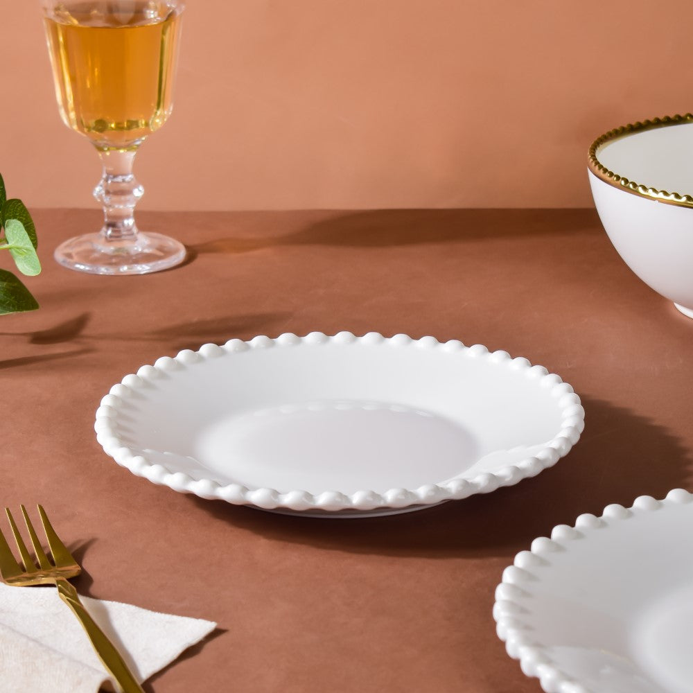 Scalloped Snack Plate White 8 Inch