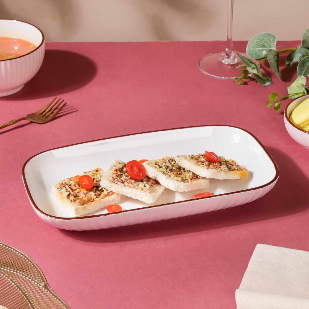 Dune Rectangle Serving Plate Pink 10 Inch