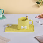 Bow Cup With Rectangular Plate Yellow 260 ml