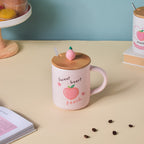 Morning Tea Mug Sweet Peach With Lid And Spoon Pink 350 ml