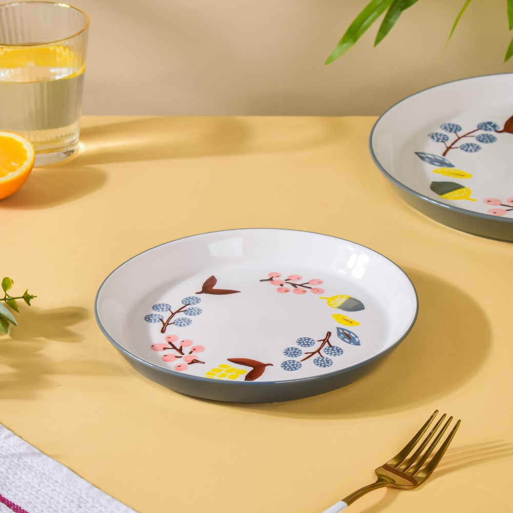 Bloom Ceramic Snack Plate Grey 8 Inch