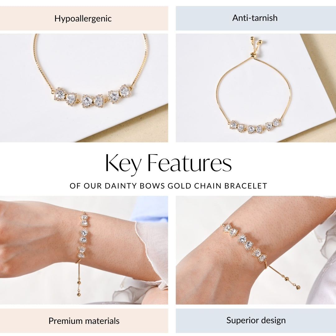 Dainty Bows Gold Chain Bracelet