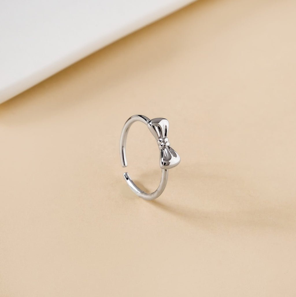 Dainty Silver Bow Statement Ring