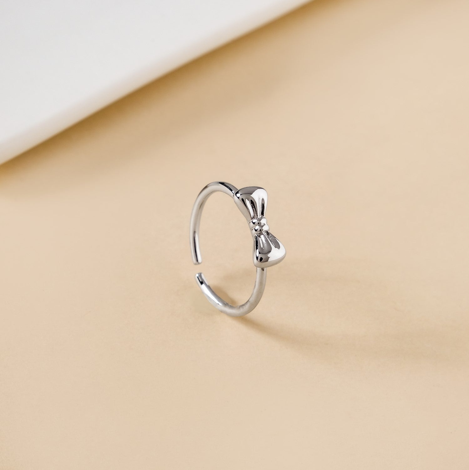 Dainty Silver Bow Statement Ring