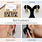 Dangling Hammered Gold Statement Earrings