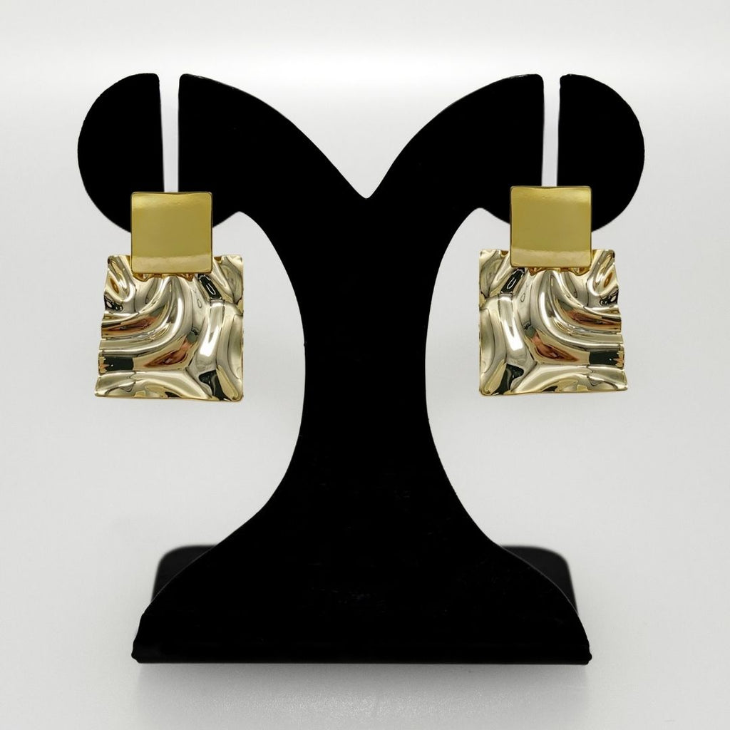 Dangling Hammered Gold Statement Earrings