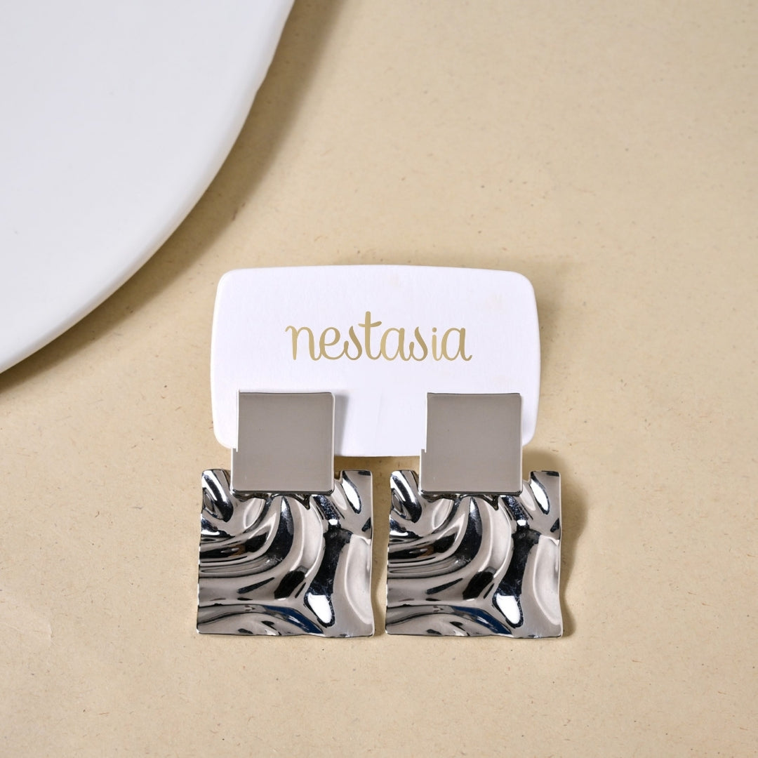 Dangling Hammered Silver Statement Earrings