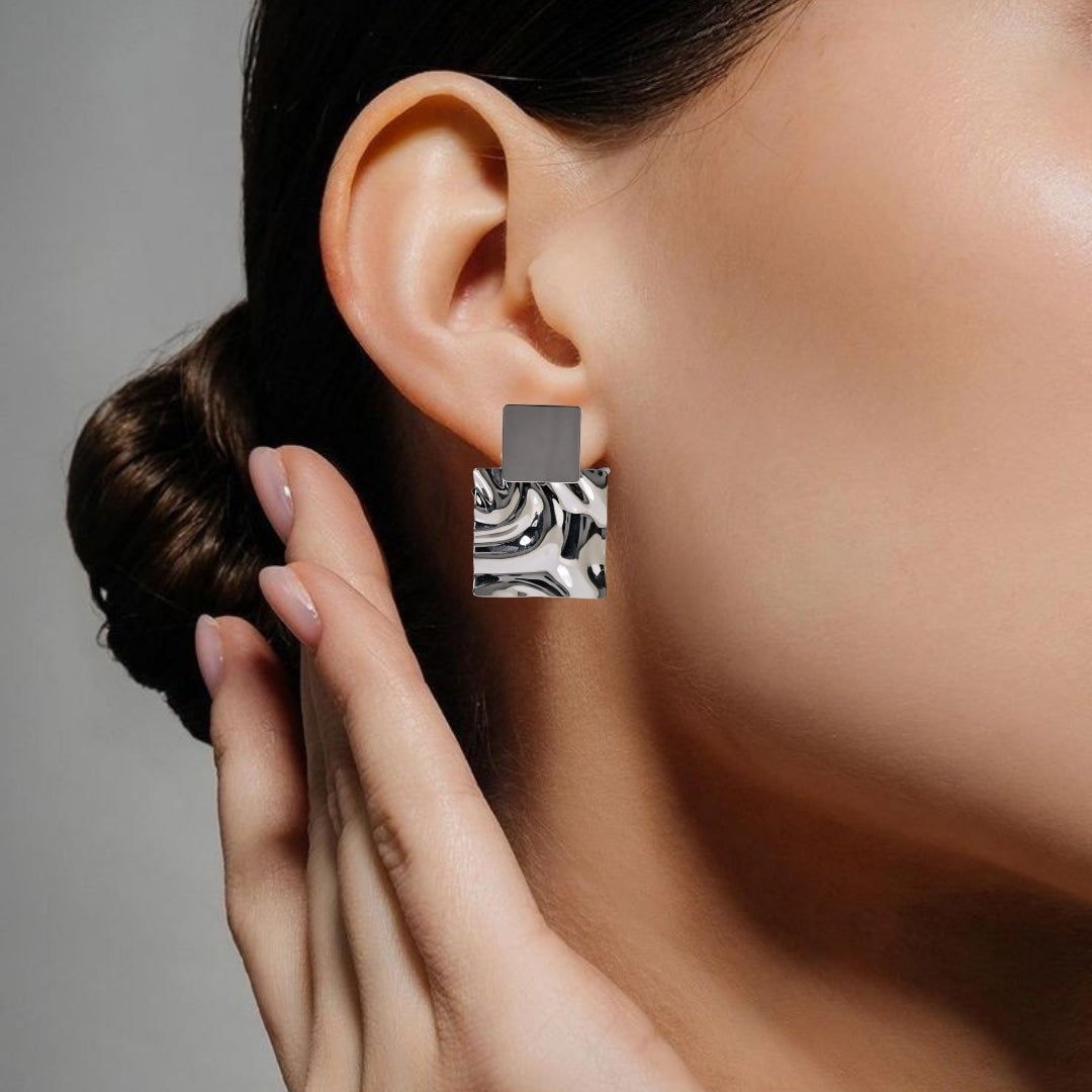 Dangling Hammered Silver Statement Earrings