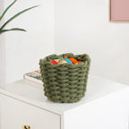Dark Green Roped Style Basket 15cm
