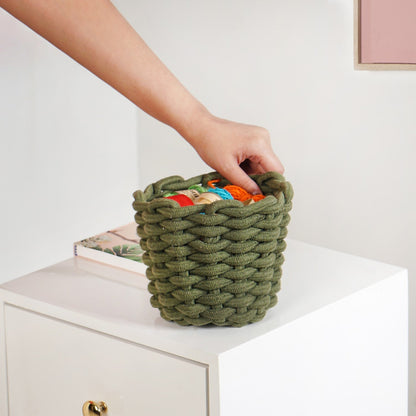 Dark Green Roped Style Basket 15cm