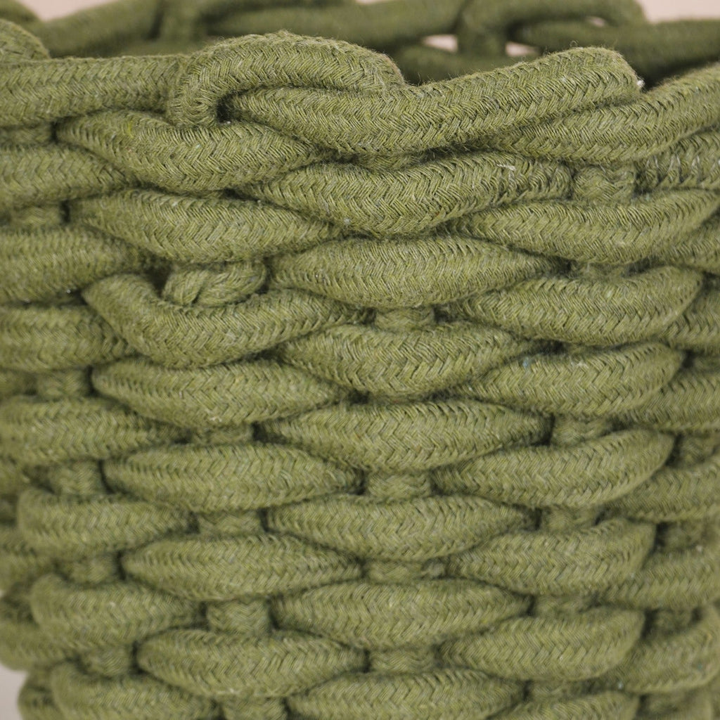 Dark Green Roped Style Basket 15cm
