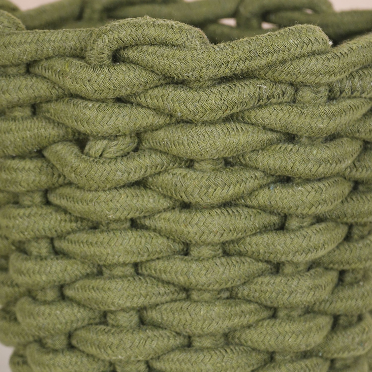 Dark Green Roped Style Basket 15cm