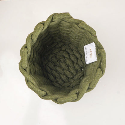Dark Green Roped Style Basket 15cm