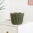 Dark Green Roped Style Basket 15cm