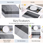 Dark Grey And Black Mat Set Of 6