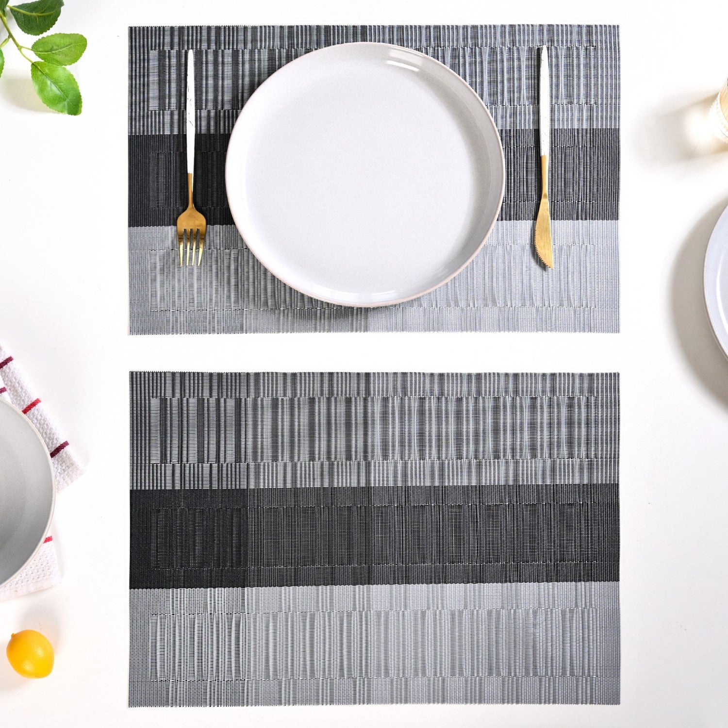 Dark Grey And Black Mat Set Of 6