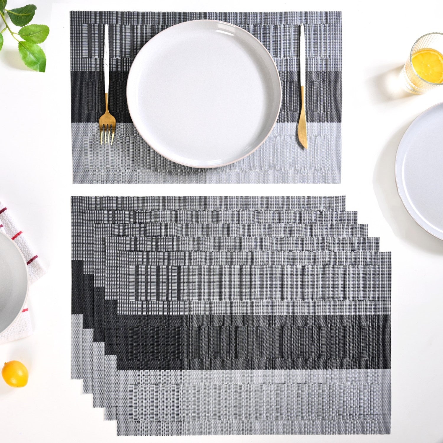 Dark Grey And Black Mat Set Of 6