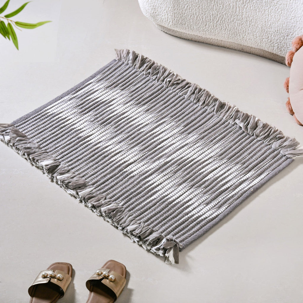 Dark Grey Cotton Weave Floor Mat 85x62cm