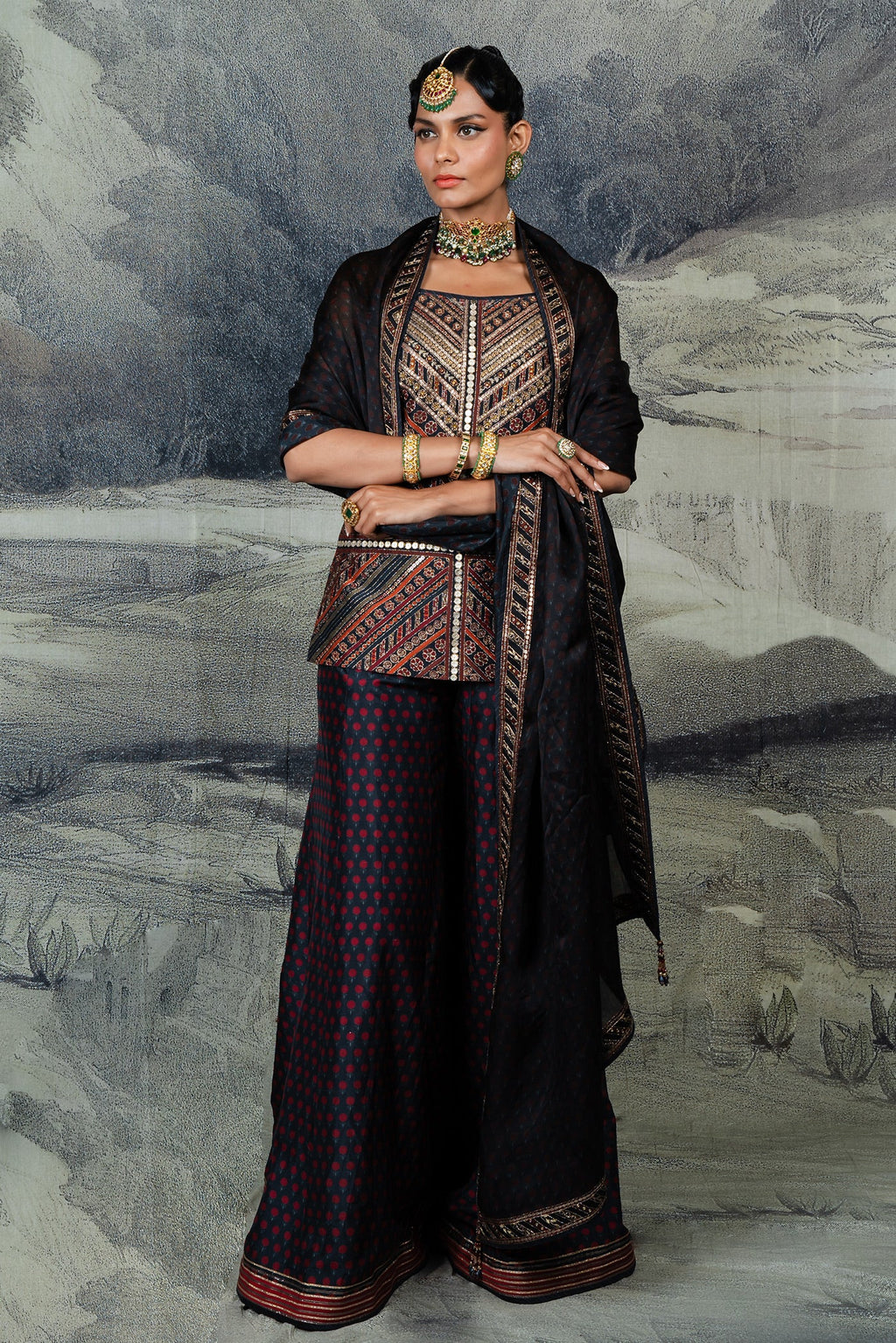 Dark Violet Sharara Set | BARODA