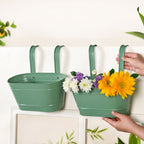 Decorative Hanging Planter Sage Green Set Of 2