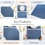 Deep Blue Dinner Table Mat Set Of 6