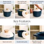 Cera Deep Ceramic Stew Pot Teal 3700ml