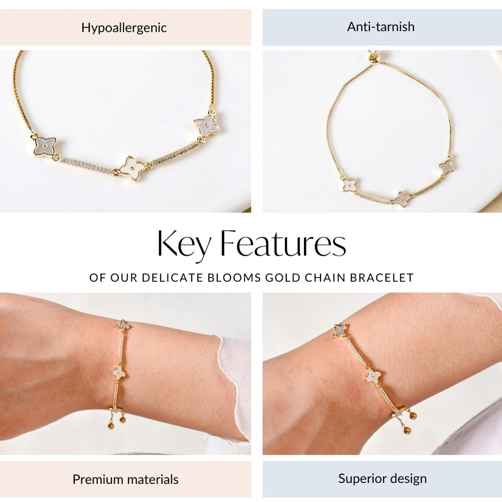 Delicate Blooms Gold Chain Bracelet