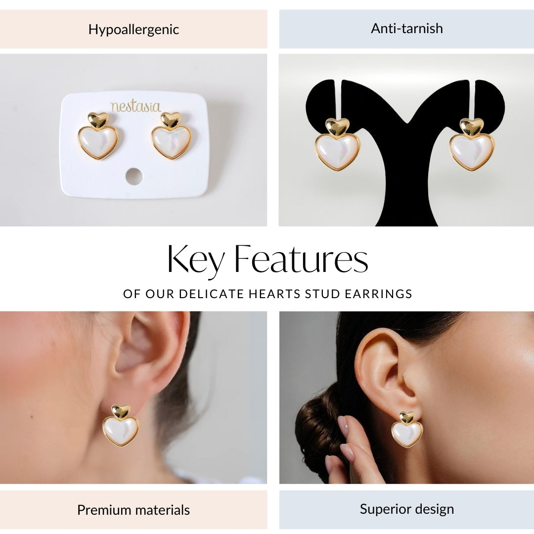 Delicate Hearts Stud Earrings
