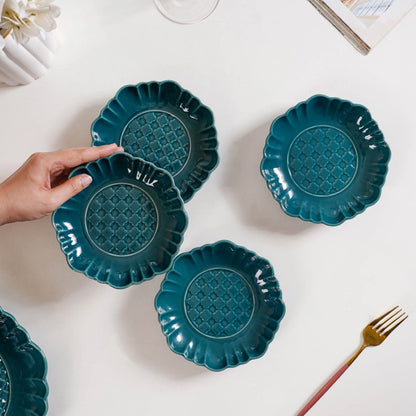 Luxe Ceramic Dessert Plate Green Set Of 4 6 Inch