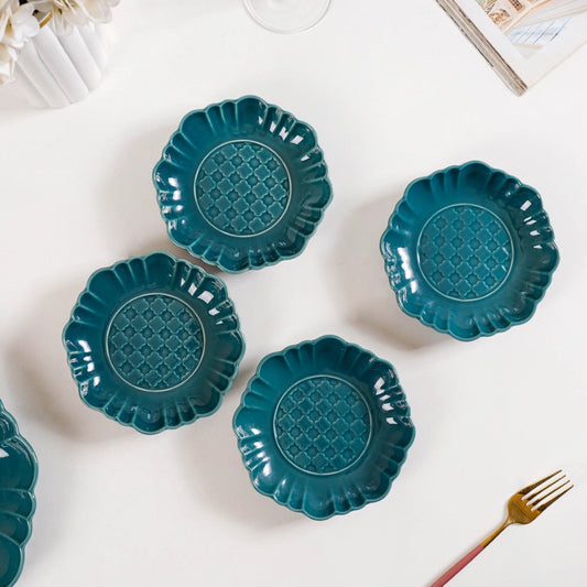 Luxe Ceramic Dessert Plate Green Set Of 4 6 Inch