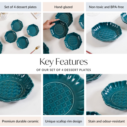 Luxe Ceramic Dessert Plate Green Set Of 4 6 Inch
