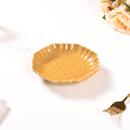 Moroccan Motif Dessert Plate Set Of 4 Yellow Ochre 6 Inch