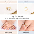 Dewdrop On Leaf Pearl Accent Ring Gold