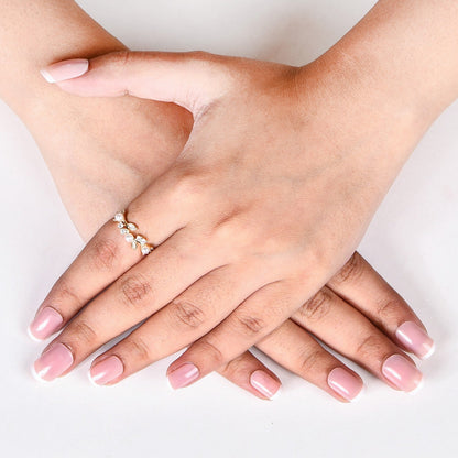 Dewdrop On Leaf Pearl Accent Ring Gold