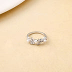 Dewdrop On Leaf Pearl Accent Ring Silver