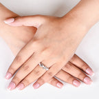 Dewdrop On Leaf Pearl Accent Ring Silver