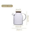 Diamond Glass Jug With Metal Spout Strainer 1700ml