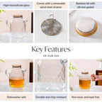 Diamond Glass Jug With Metal Spout Strainer 1700ml