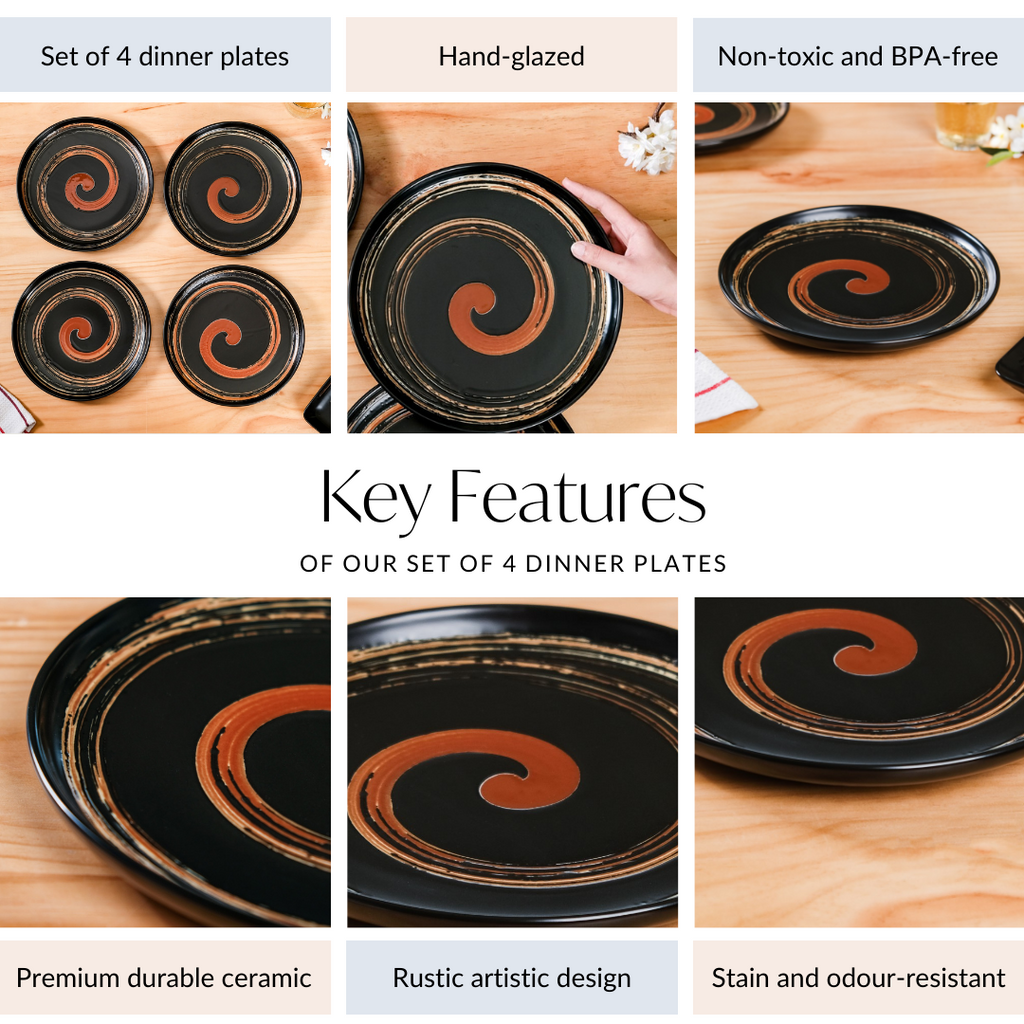 Brushstroke Round Exotic Dinner Plate Set Of 4 10 Inch