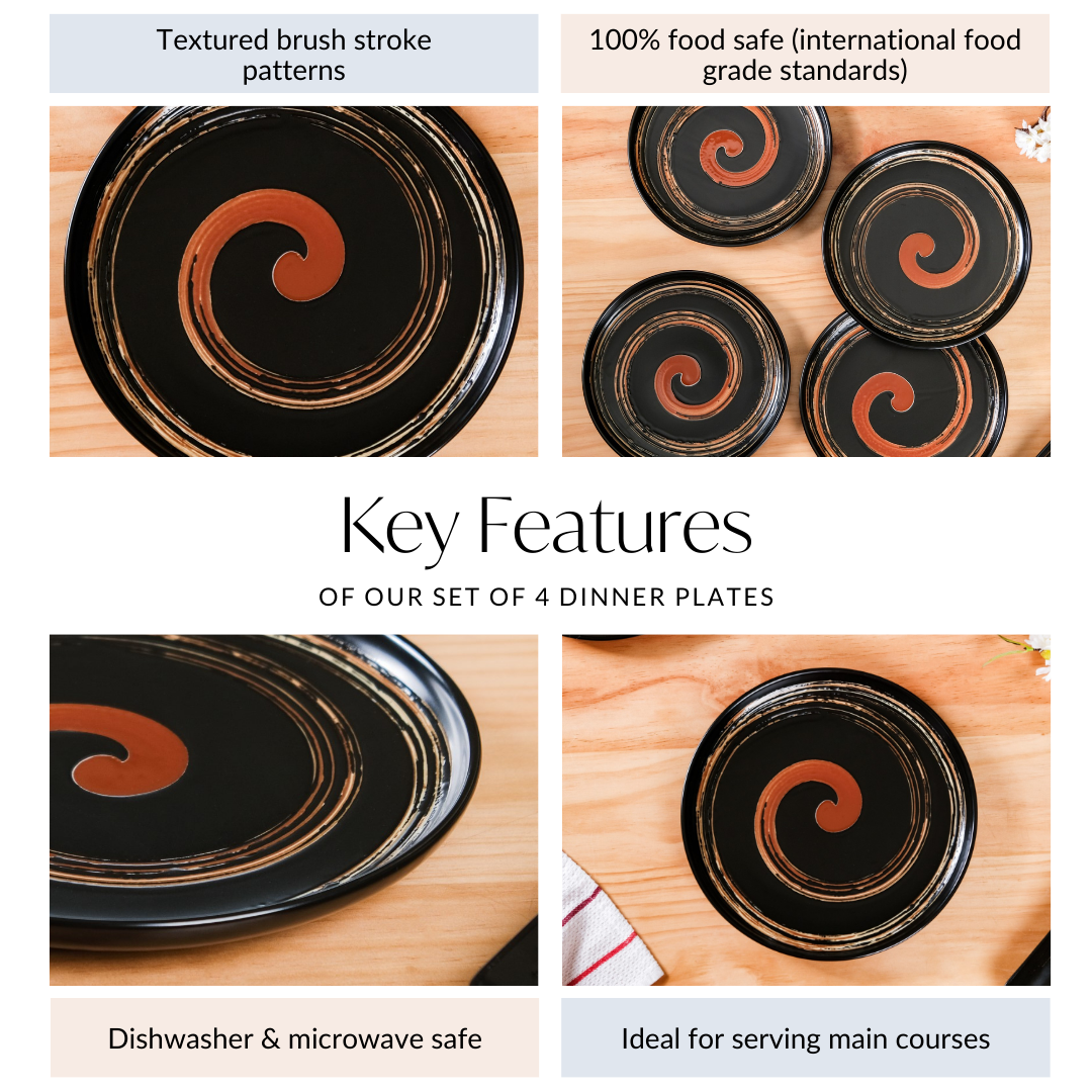 Brushstroke Round Exotic Dinner Plate Set Of 4 10 Inch