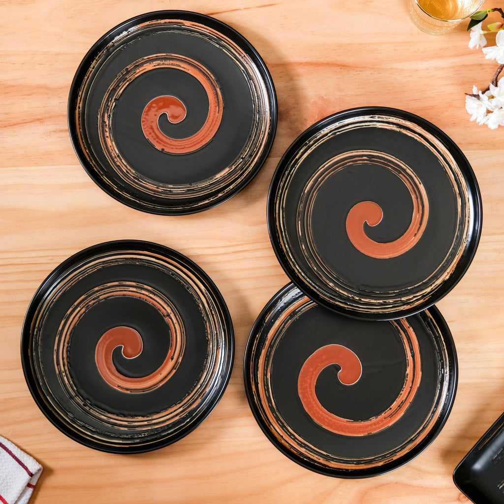 Brushstroke Round Exotic Dinner Plate Set Of 4 10 Inch
