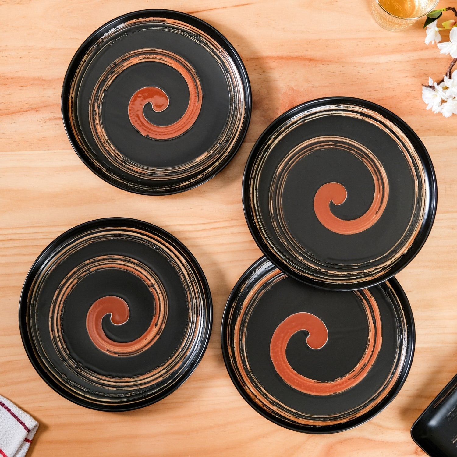 Brushstroke Round Exotic Dinner Plate Set Of 4 10 Inch