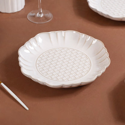 Luxury Ceramic Stoneware Dinner Plate Set Of 4 Ivory 10 Inch