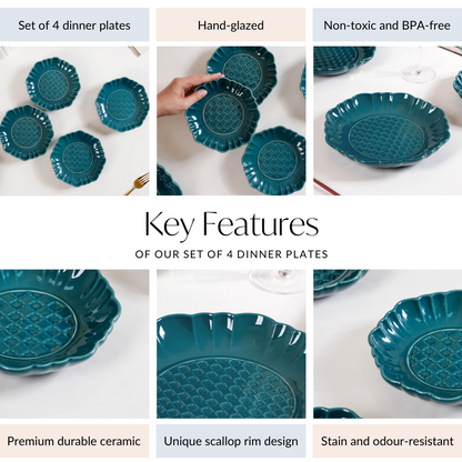Luxe Moroccan Round Dinner Plate Dark Green Set Of 4 10 Inch
