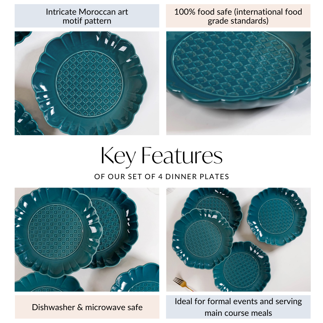 Luxe Moroccan Round Dinner Plate Dark Green Set Of 4 10 Inch